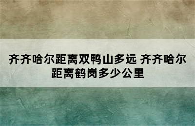 齐齐哈尔距离双鸭山多远 齐齐哈尔距离鹤岗多少公里